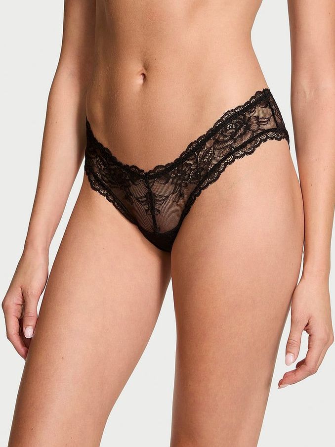 Black Cheeky Rose Lace Knickers (E46519) | €20.50