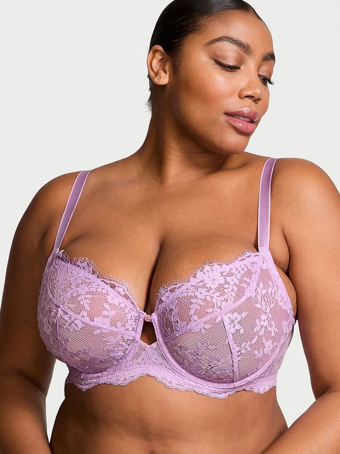 Lilac Purple Full Cup Support Lace Bra (E46536) | €56