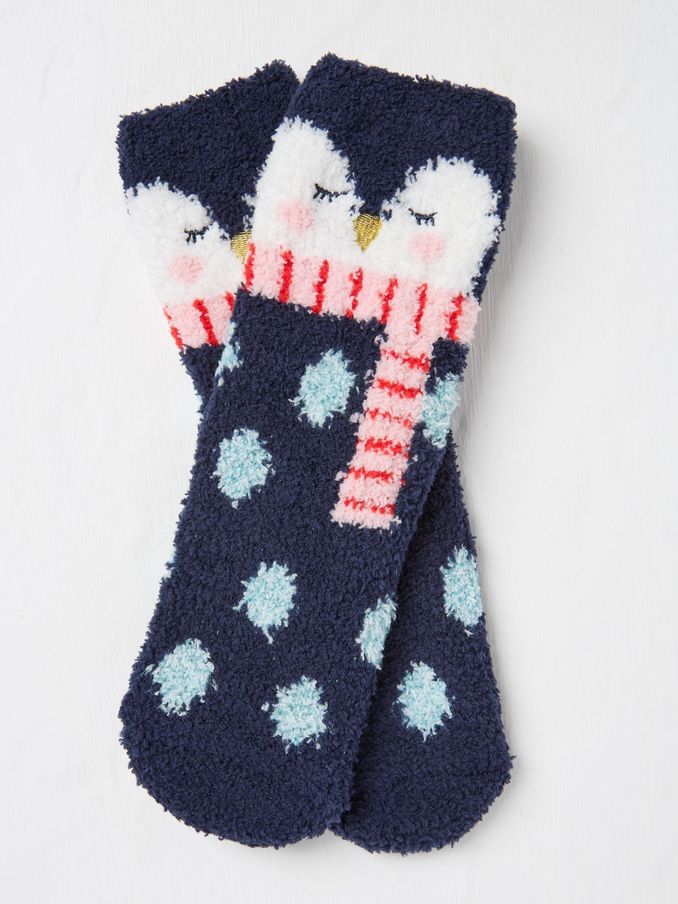 Navy Penguin Fluffy Socks (E46554) | €5