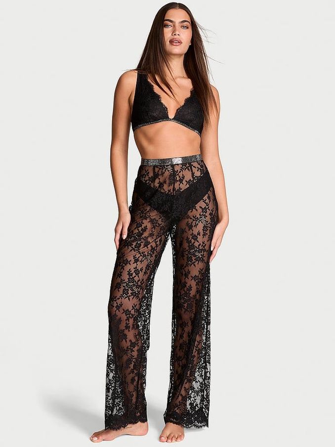 Black Twinkle Lace Trousers (E46615) | €86