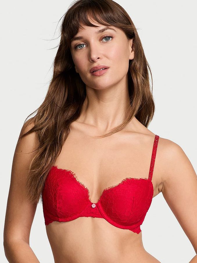 Vermillion Red Lightly Lined Demi Twinkle Strap Bra (E46633) | €68