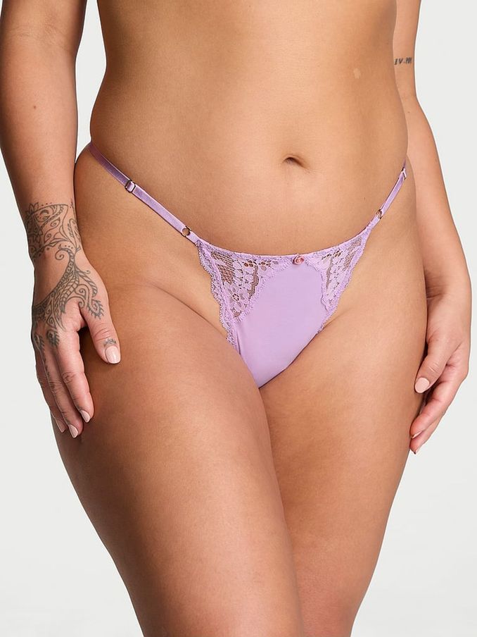 Silky Lilac Purple Lace Trim G String Knickers (E46638) | €15.50