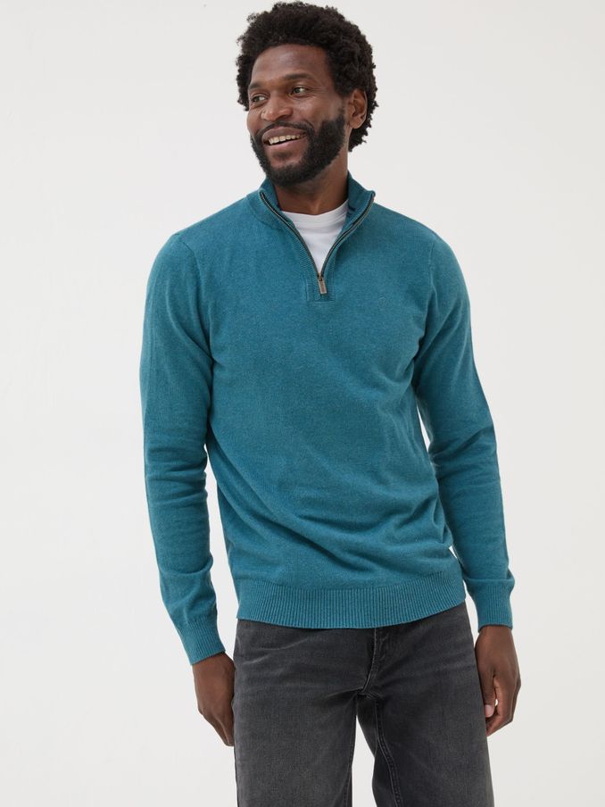 Rye Teal Blue Half-Neck Jumper (E46911) | €44