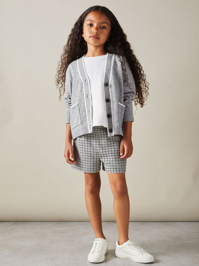 4-9 yrs Wool-Blend Stripe-Detail Cardigan With Cashmere in Grey (E47890) | €50