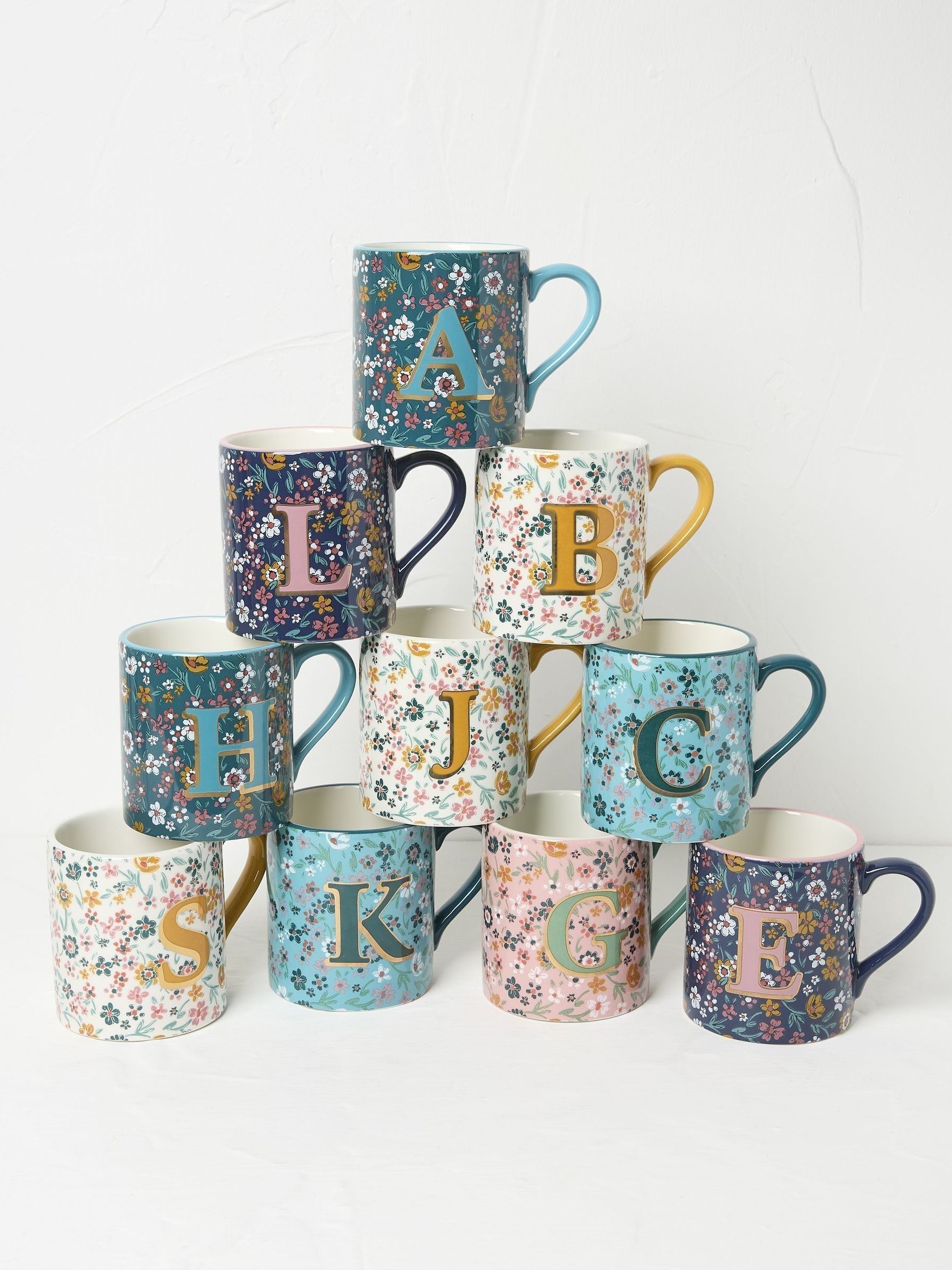 Multicolour Alphabet Floral Mug (E50036) | $20