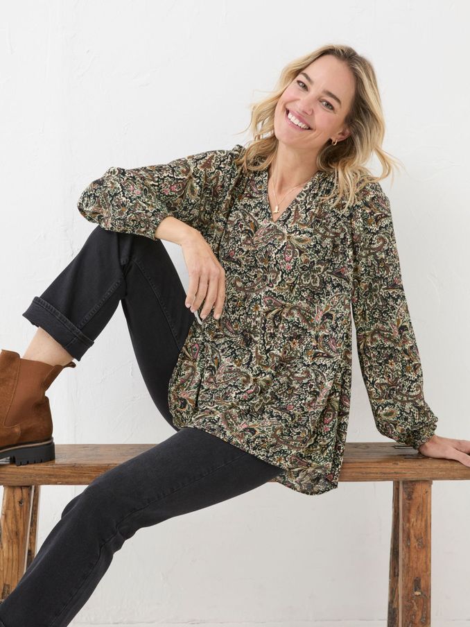 Faye Ivory Wild Paisley Tunic (E50050) | €36