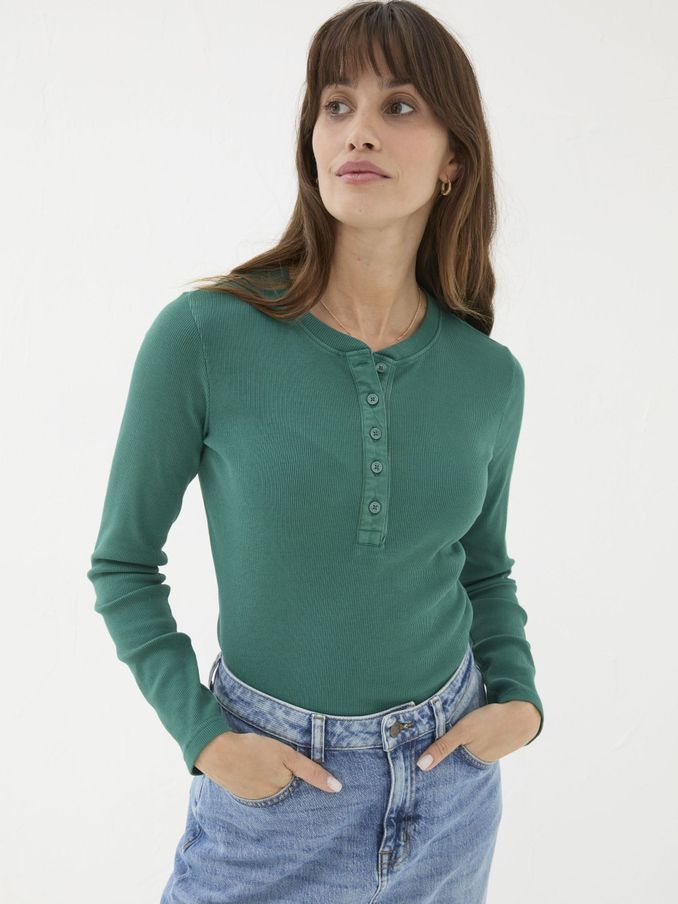 Hettie Green Rib Henley Top (E50055) | $30