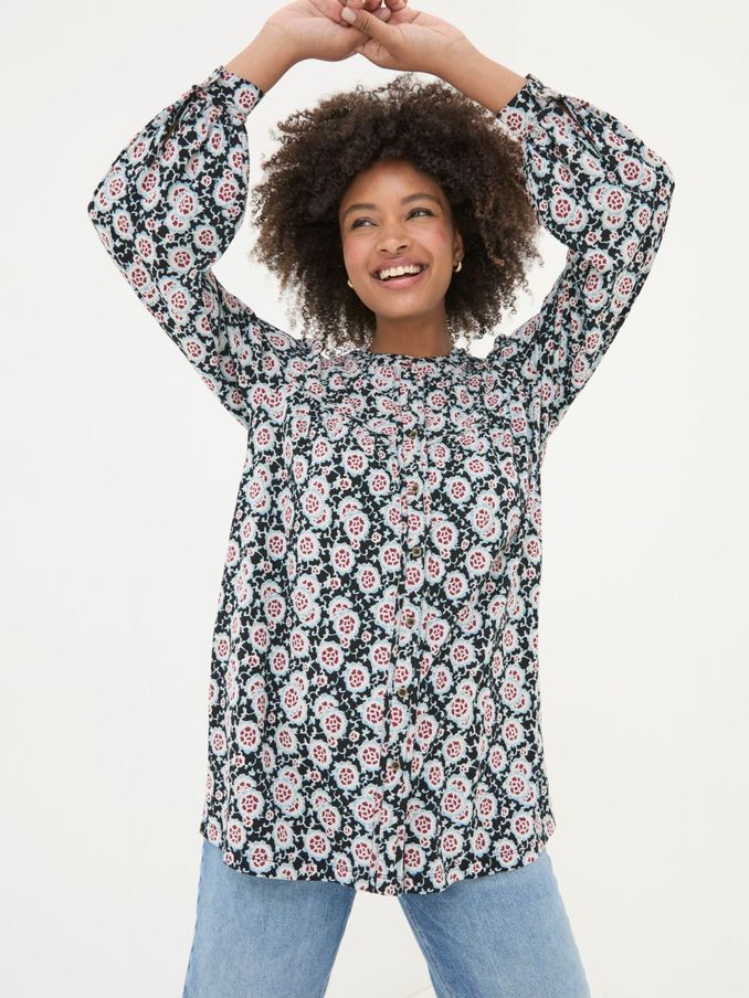 Jodie Black Wild Floral Tunic (E50088) | $35