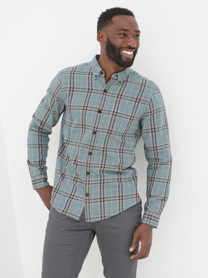Charlton Blue Long Sleeve Check 100% Cotton Shirt (E50145) | €33