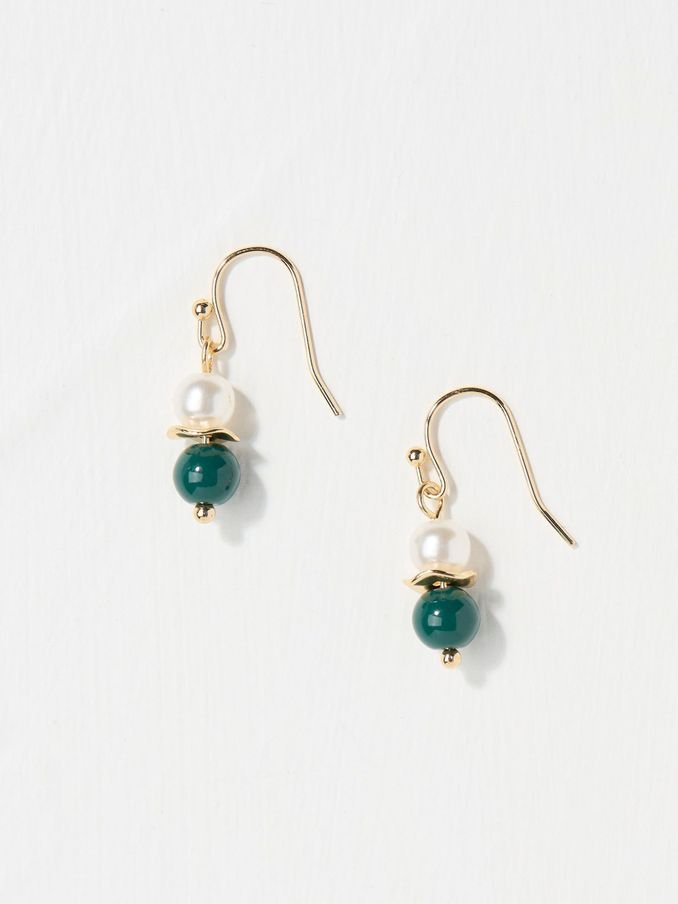 Bead Gold Tone Pearl Earrings (E50186) | €6