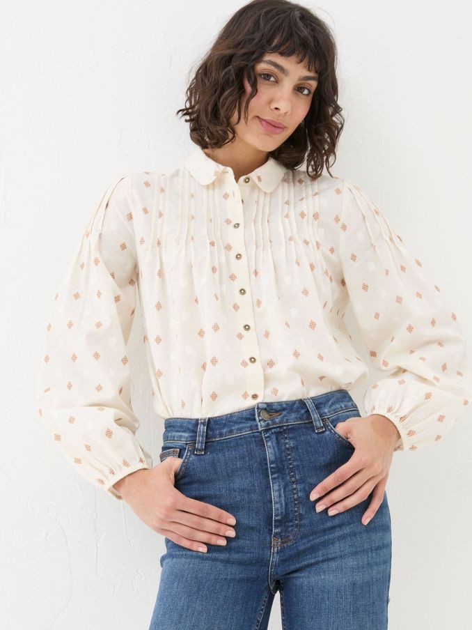 Elsie Ivory Dobby Blouse (E50190) | €36
