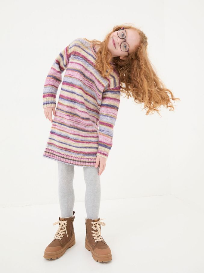 Cream Stripe Jumper Dress (E50221) | $21