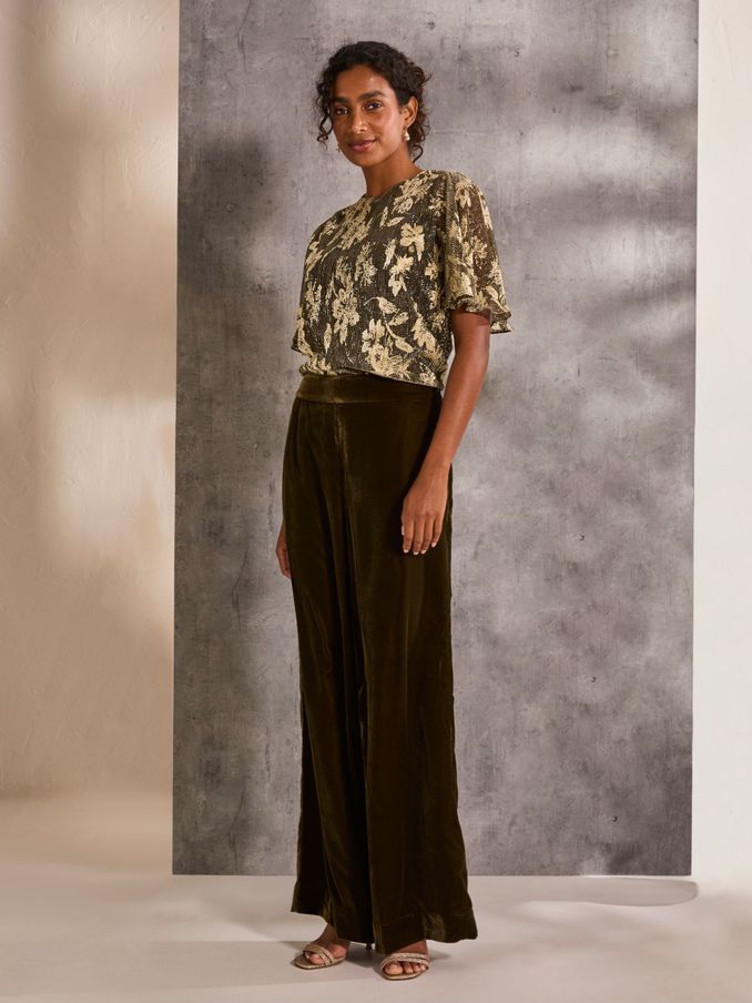 Alba Gold Foil Plisse Top (E50240) | €23