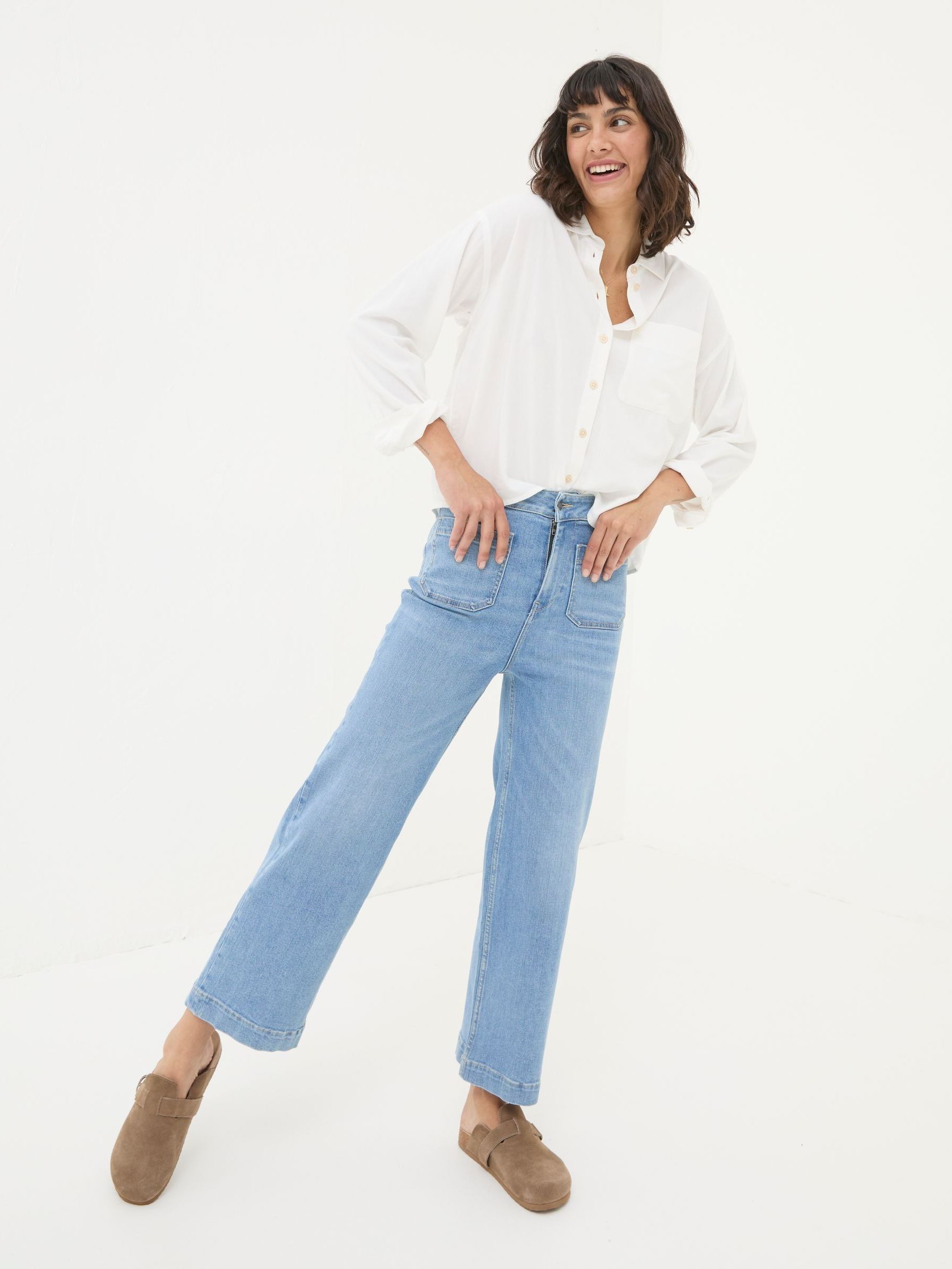 Keswick Light Vintage Blue Wide Leg Crop Jeans (E50259) | €77.50
