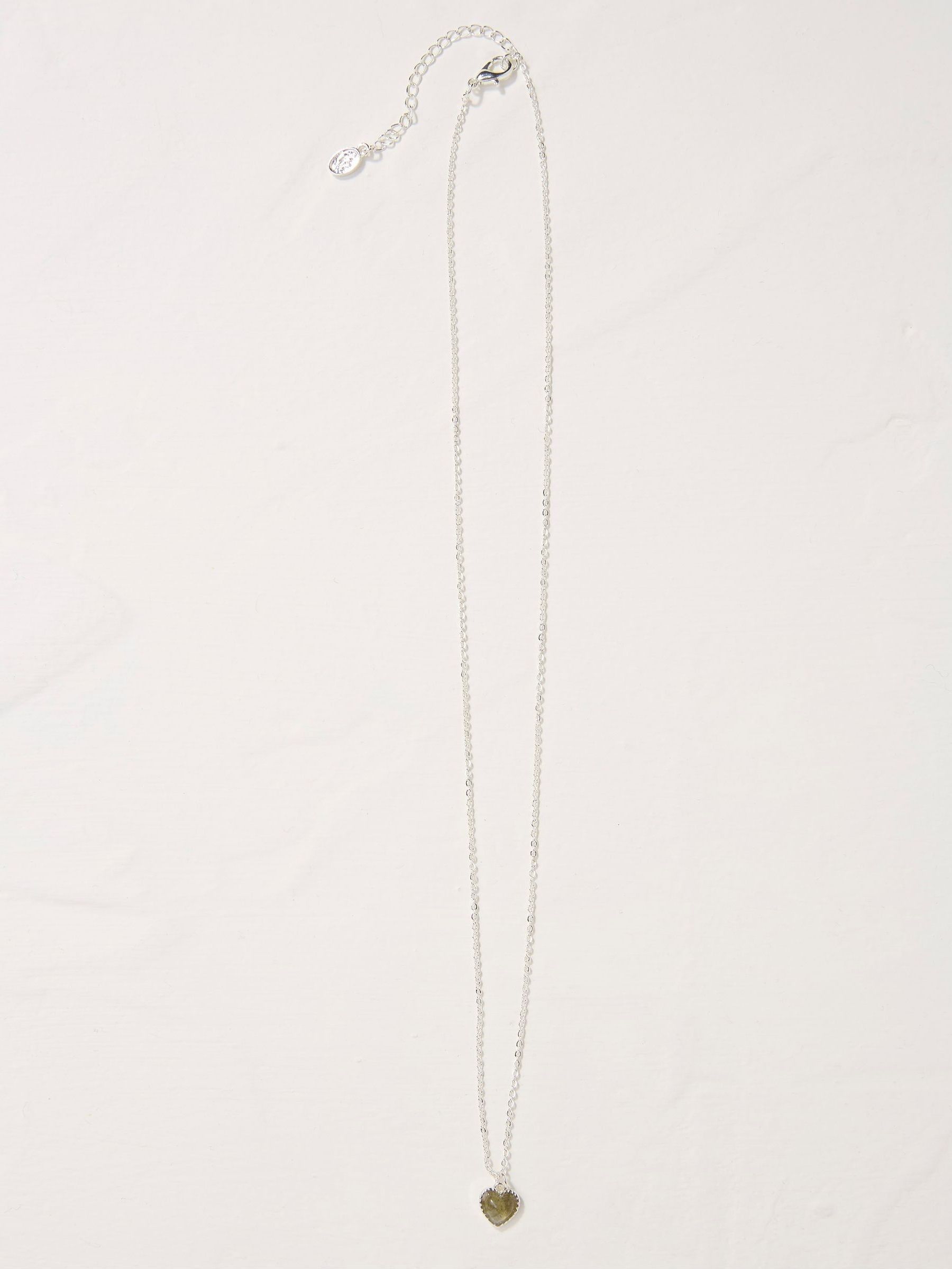 Silver Tone Heart Stone Necklace (E50272) | €21.50