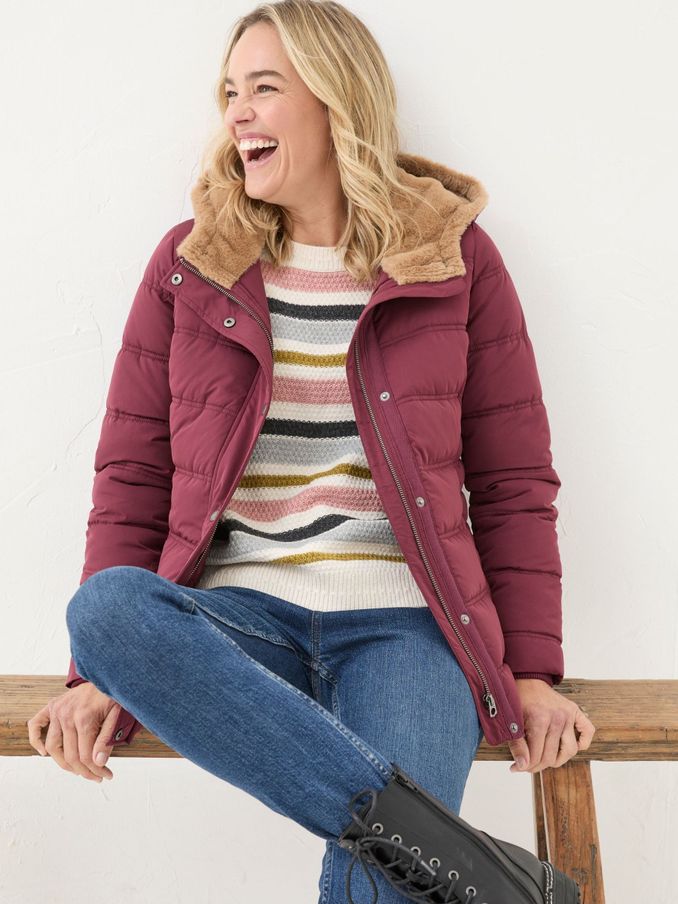 Lara Red Puffer Coat (E50273) | €85