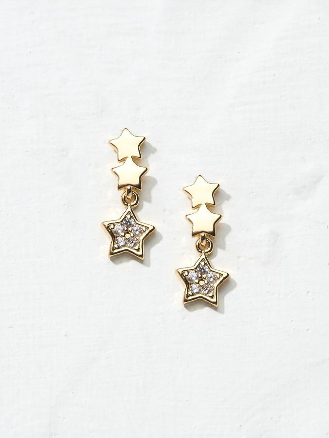 Gold Tone Trio Star Earrings (E50279) | €6