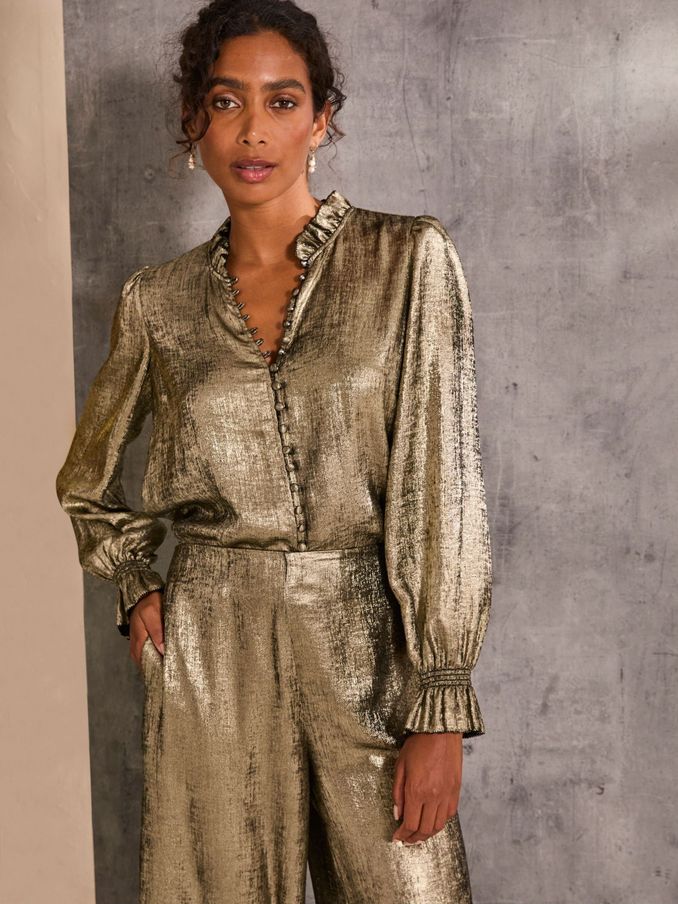 Bria Gold Bria Metallic Blouse (E50301) | €52