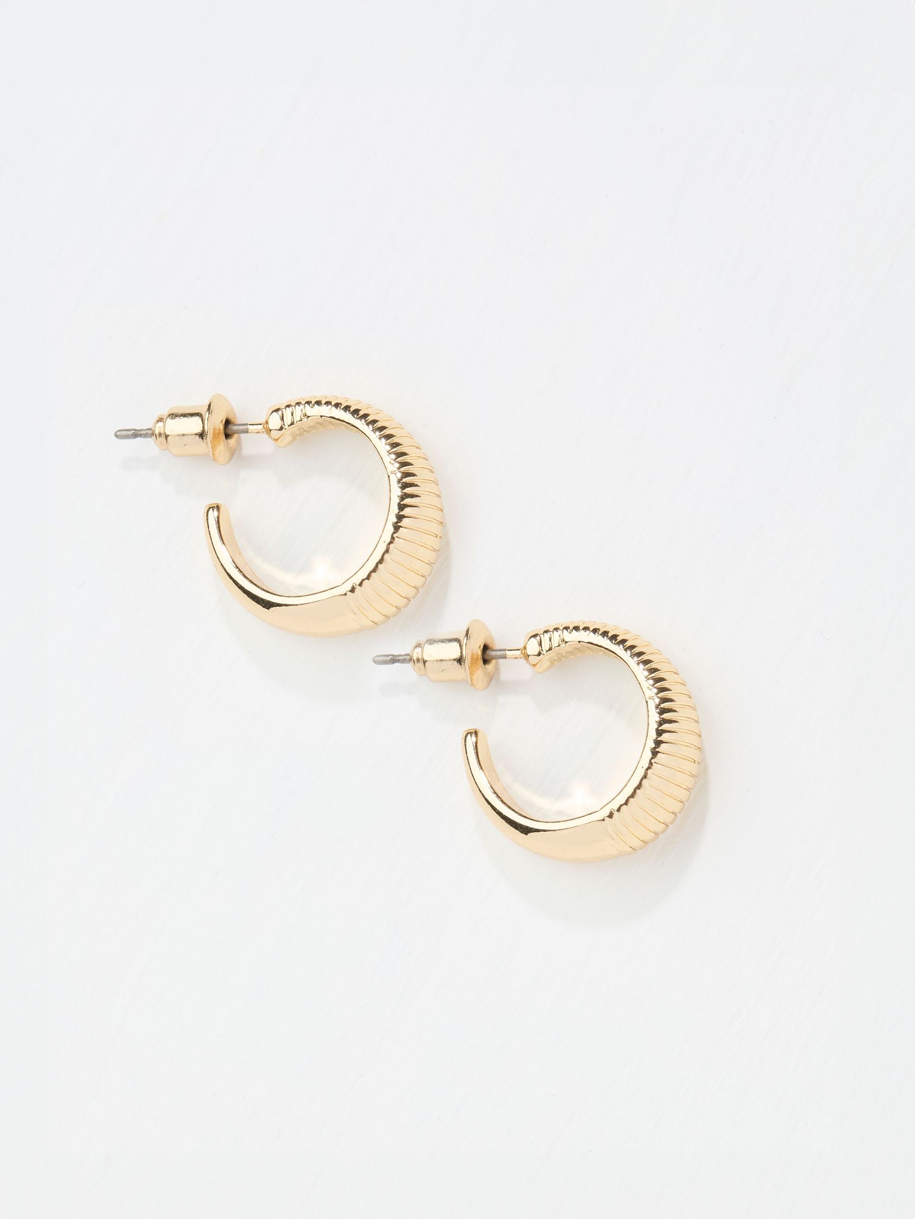 Gold Tone Textured Hoops Earrings (E50304) | €16.50