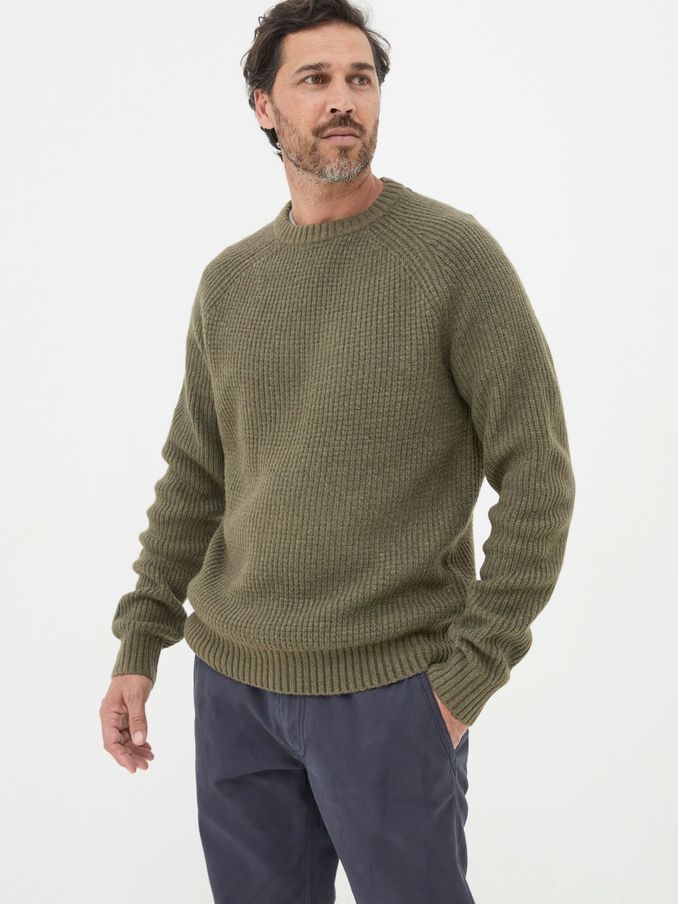 Calder Khaki Green Crew Neck Jumper (E50344) | €42
