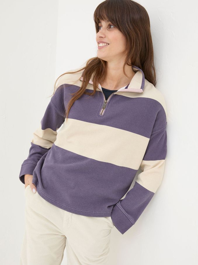Airlie Purple Striped Sweat Top (E50358) | €42