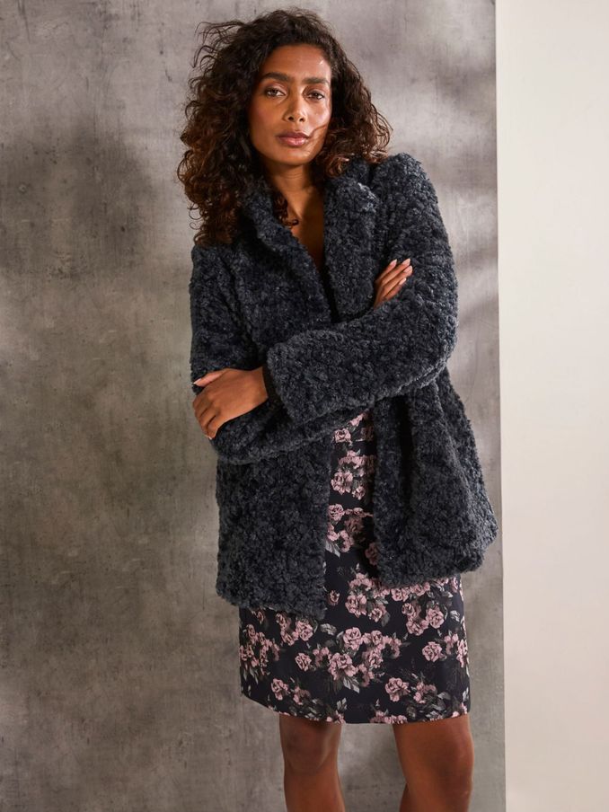 Maggie Blue Short Teddy Coat (E50450) | €79