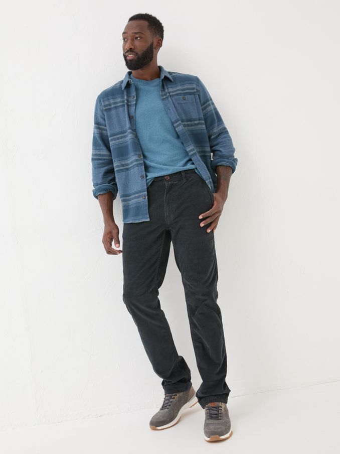 Blue Navy Straight Cord Trousers (E50457) | €39