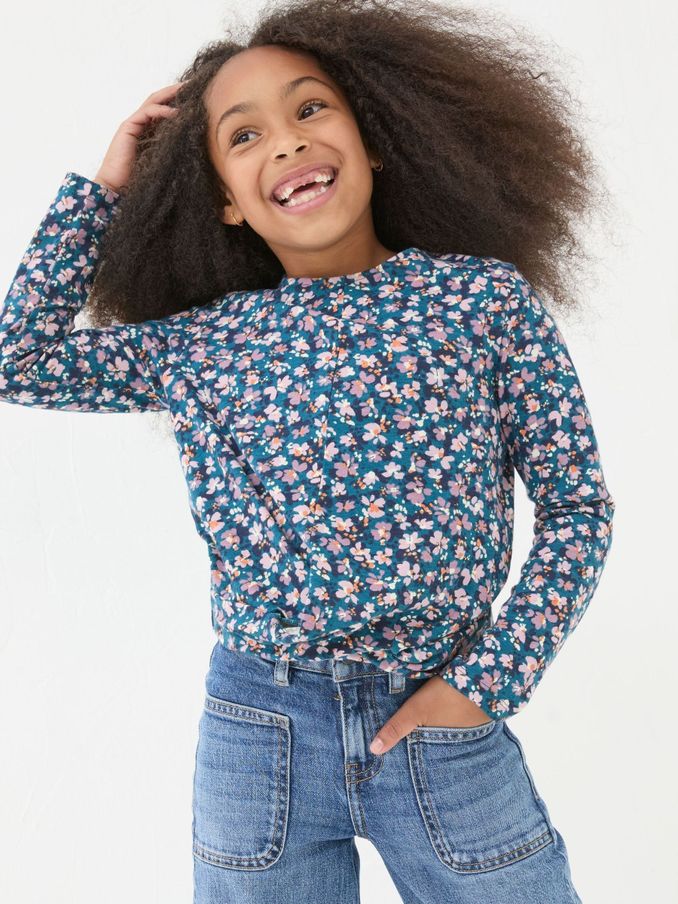 Blue Floral Knot T Shirt (E50467) | $10