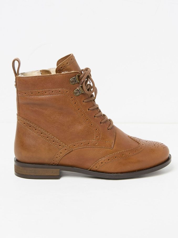 Anwen Brown Brogue Ankle Boots (E50487) | $69