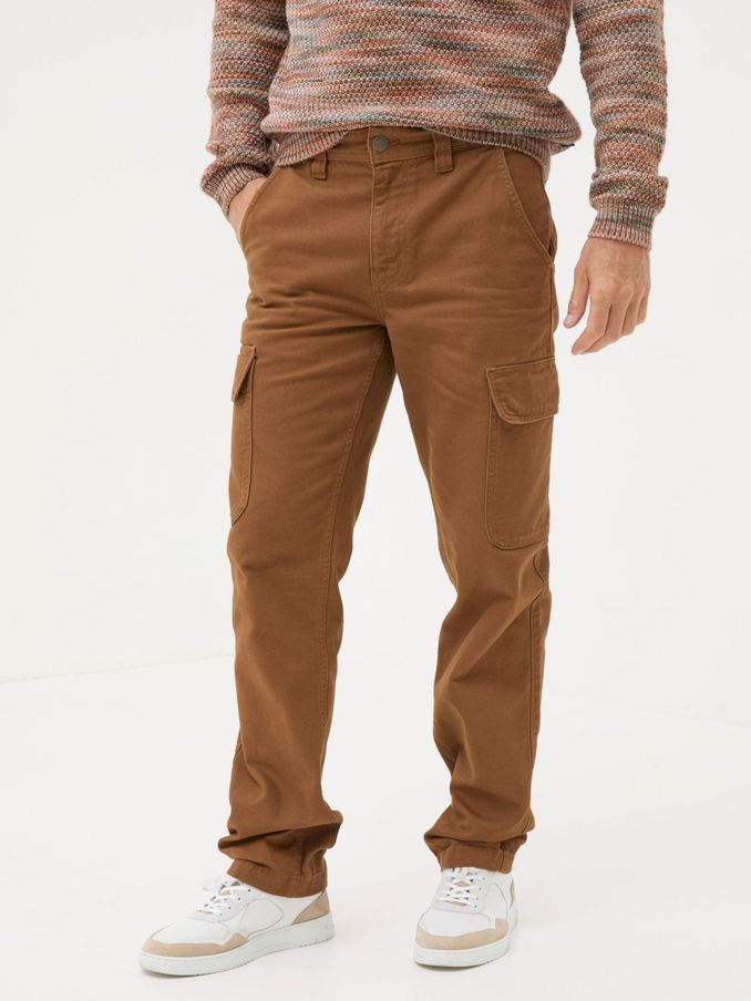 Brown Tan Canvas Cargo Trousers (E50504) | $92