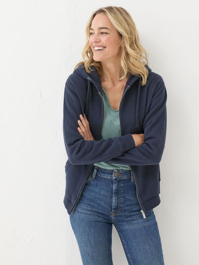 Amy Blue Navy Zip Through Hoodie (E50522) | €63
