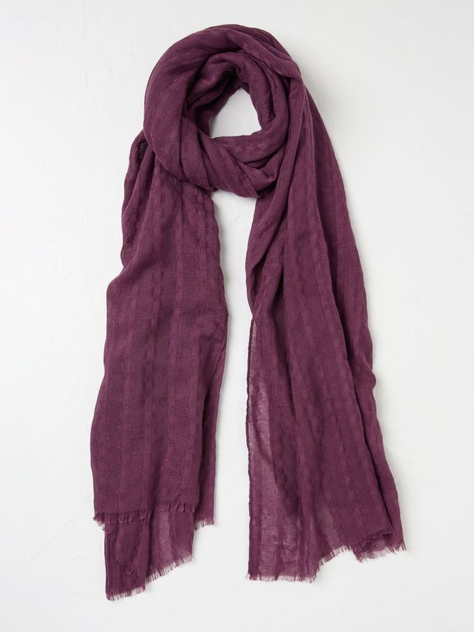 Plum Purple Textured Lightweight Scarf (E50529) | $15