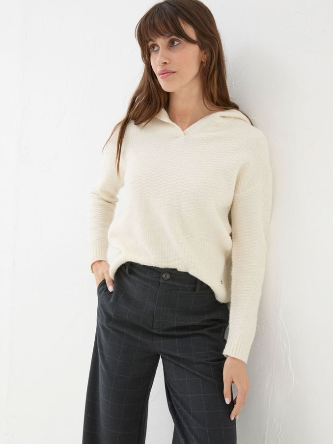 Cream Textured Hoodie (E50561) | €39