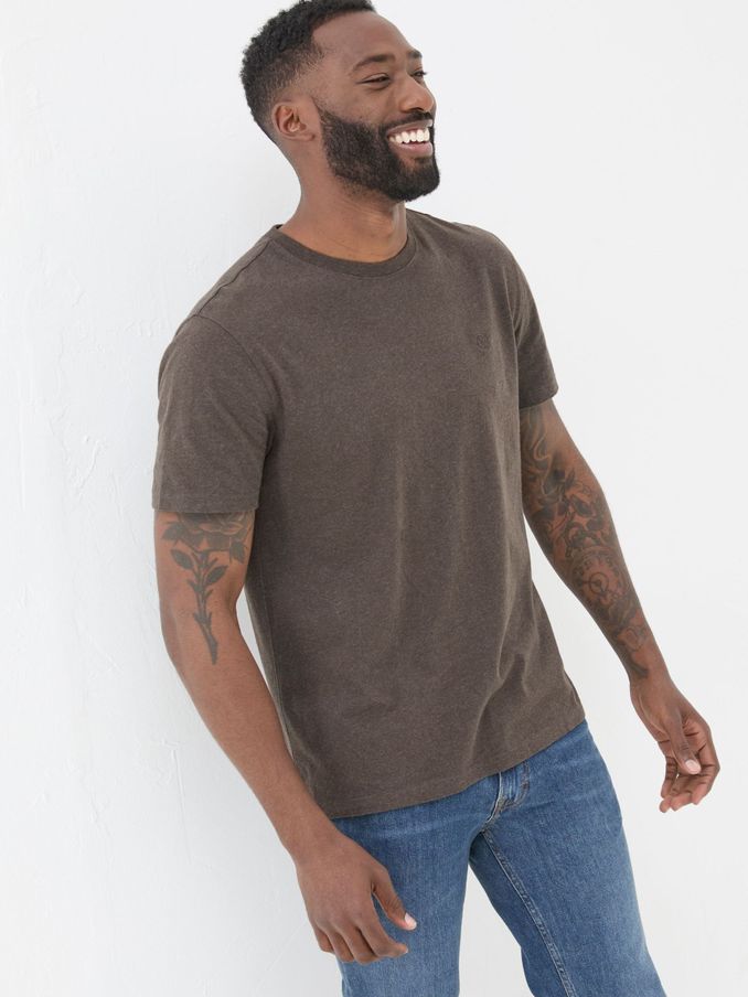 Lulworth Brown 100% Cotton Organic Crew T-Shirt (E50578) | $22