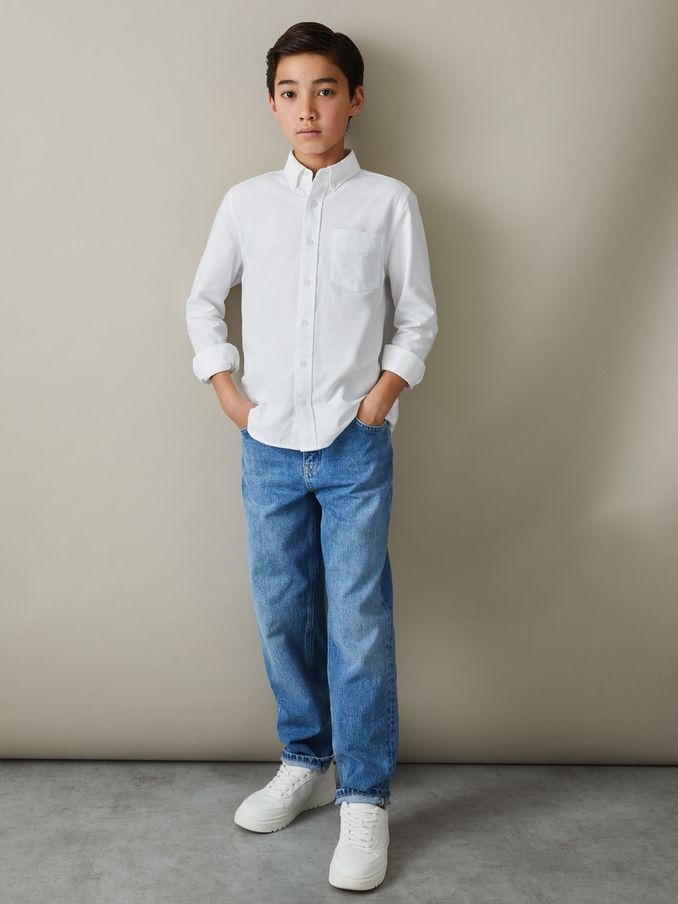 3-9 yrs Button Down Oxford Shirt in White (E50670) | US$45