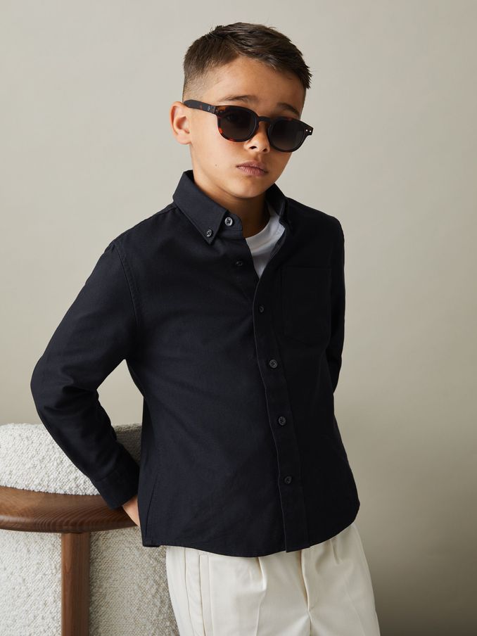 9-13 yrs Button Down Oxford Shirt in Navy (E50678) | US$55