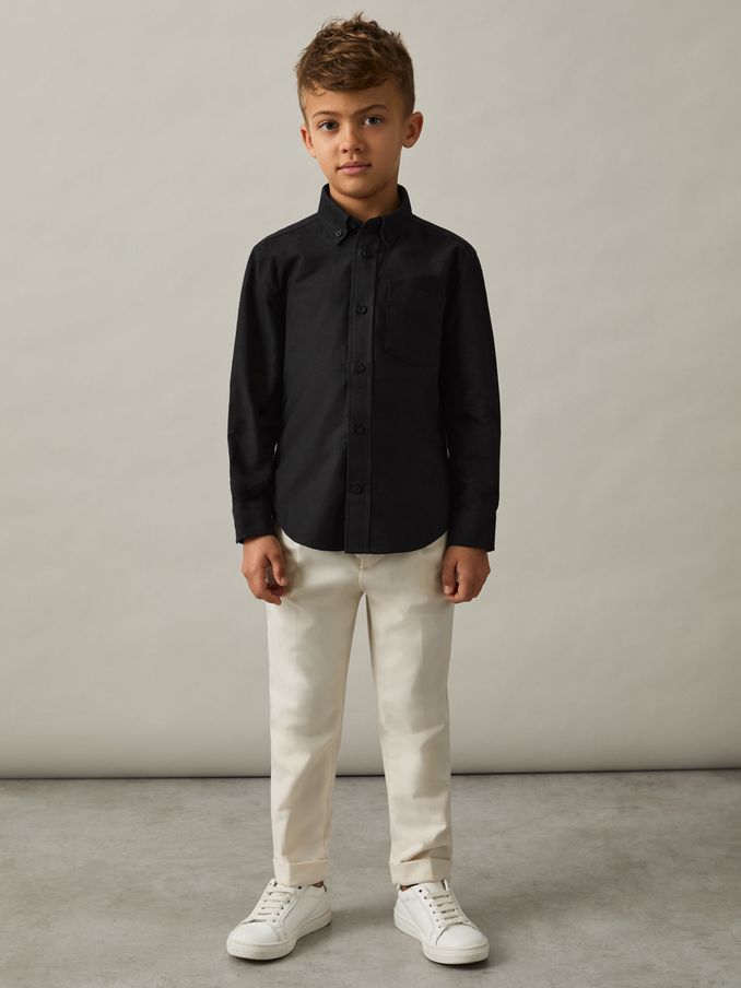 Button Down Oxford Shirt in Black (E50681) | US$45