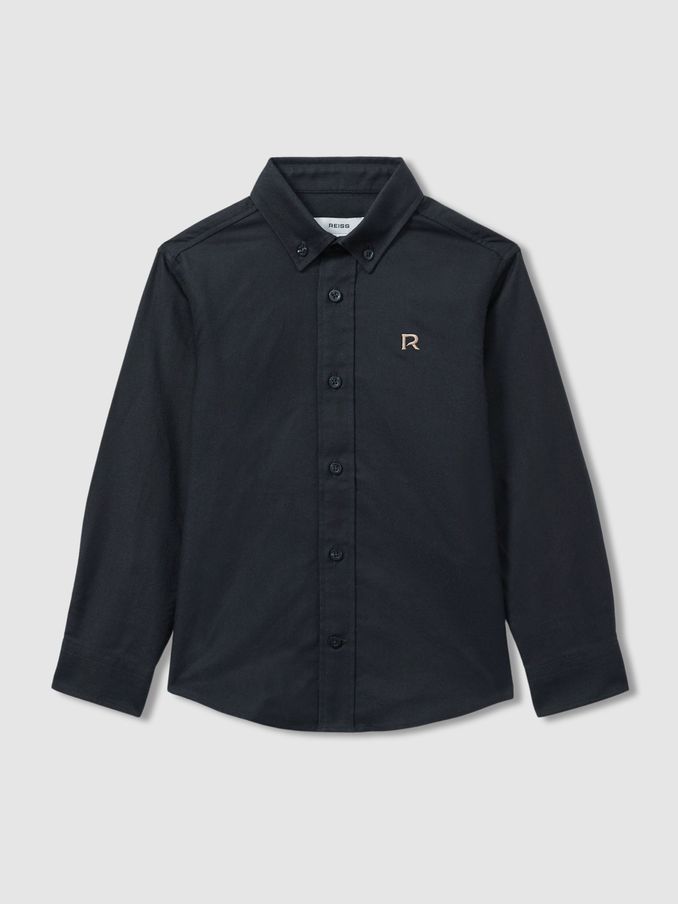 3-9 yrs 100% Cotton Oxford Embroidered Button Down Shirt in Navy/Camel (E50684) | €28