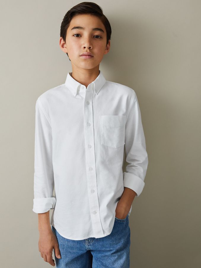 9-13 yrs Button Down Oxford Shirt in White (E50686) | US$55