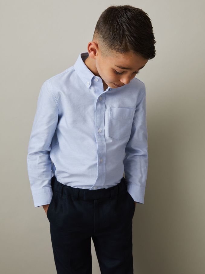 9-13 yrs Button Down Oxford Shirt in Soft Blue (E50688) | US$55