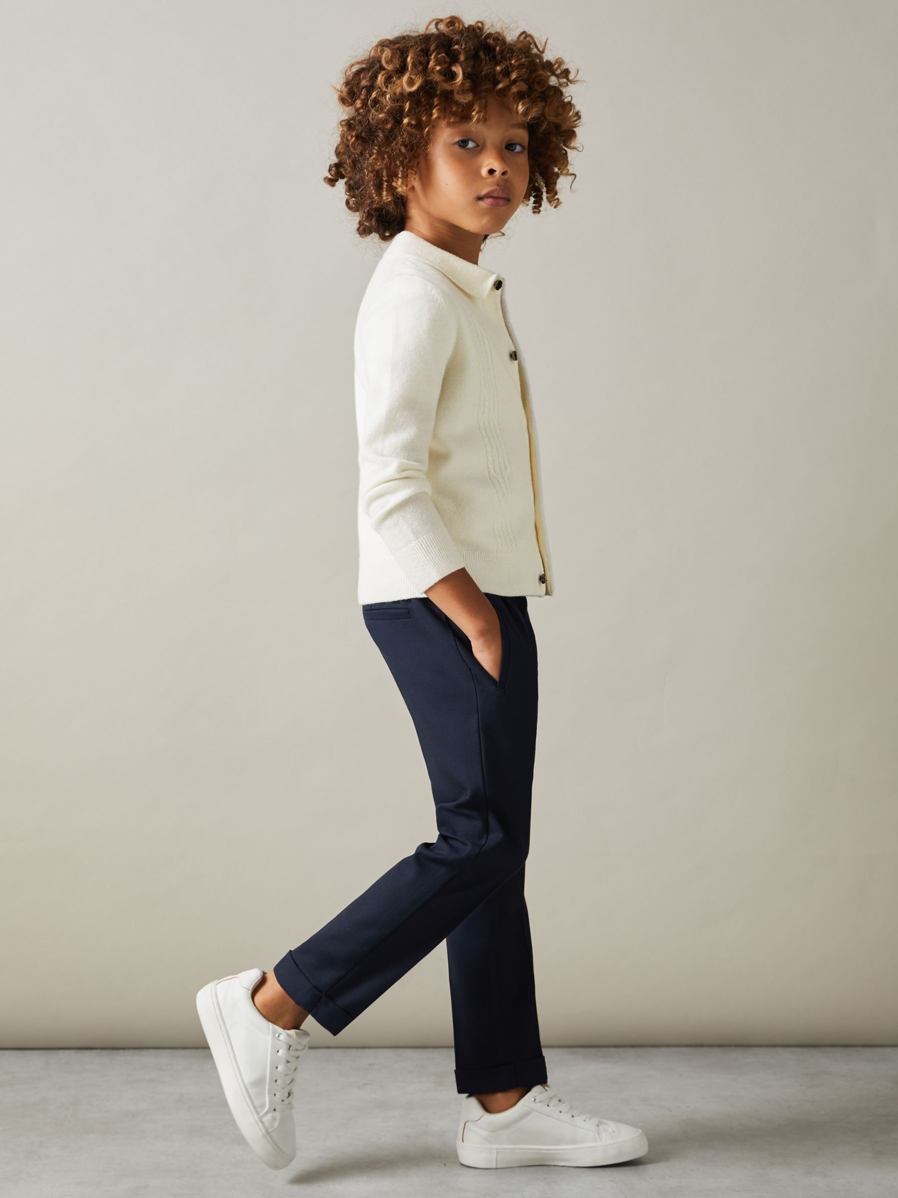 3-9 yrs Wool Cable Knit Cardigan in Off White (E50697) | US$39