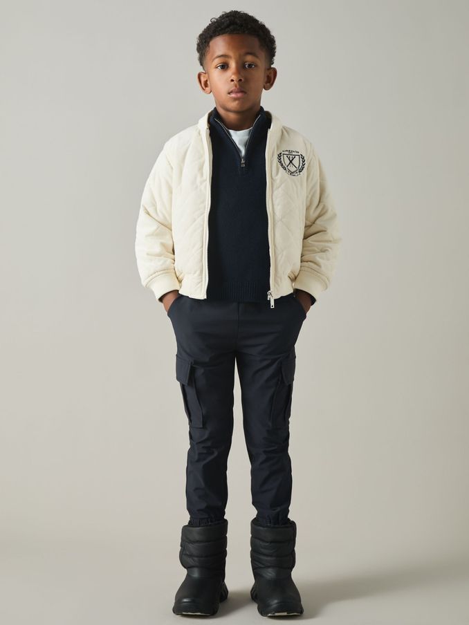 9-13 yrs Embroidered Quilted Needlecord Jacket in Off White/Grey (E50700) | US$50