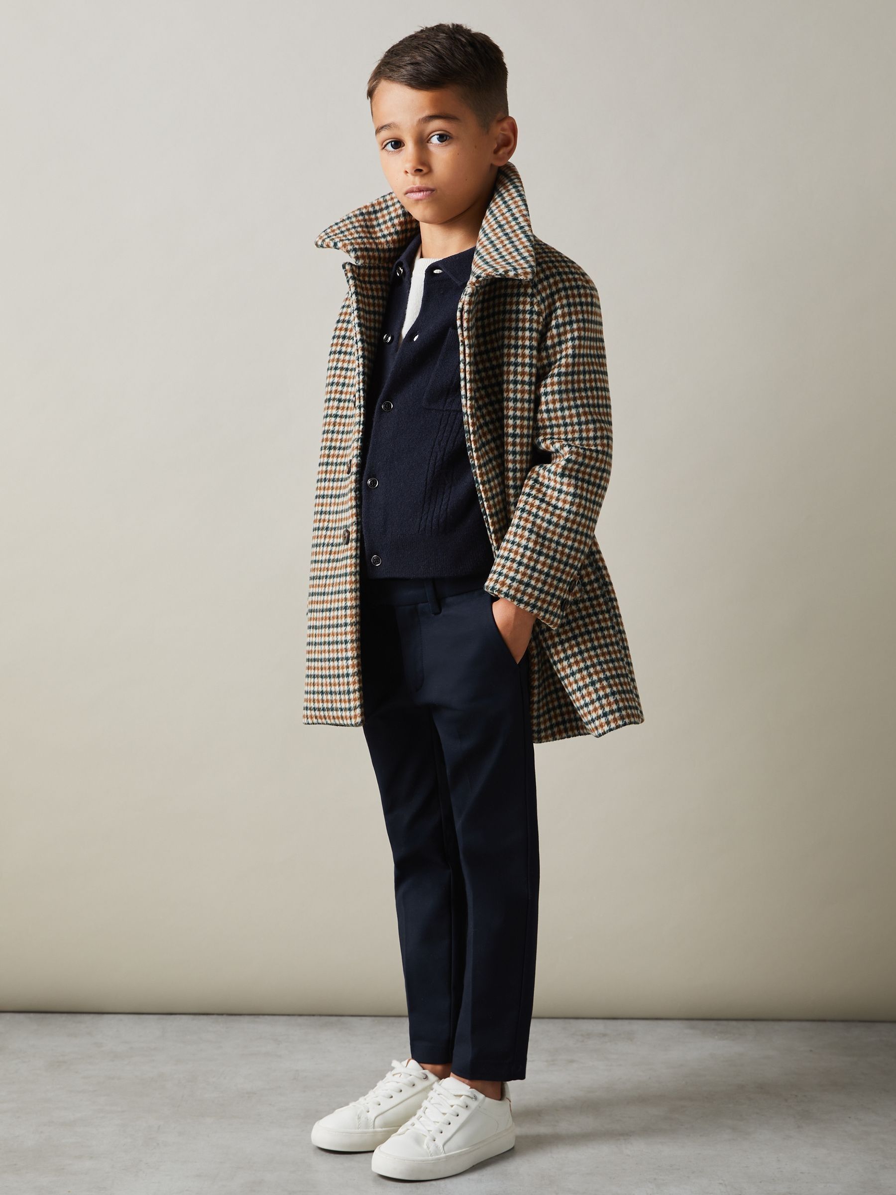 9-13 yrs Wool Cable Knit Cardigan in Navy (E50708) | US$41