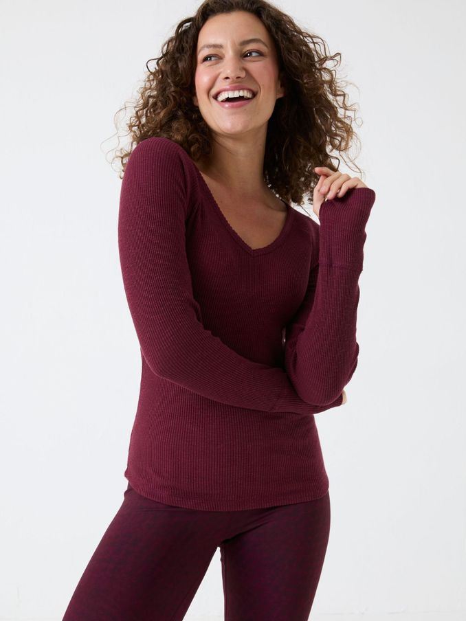 Red Cotton Rich Raven Rib Top (E52023) | €26