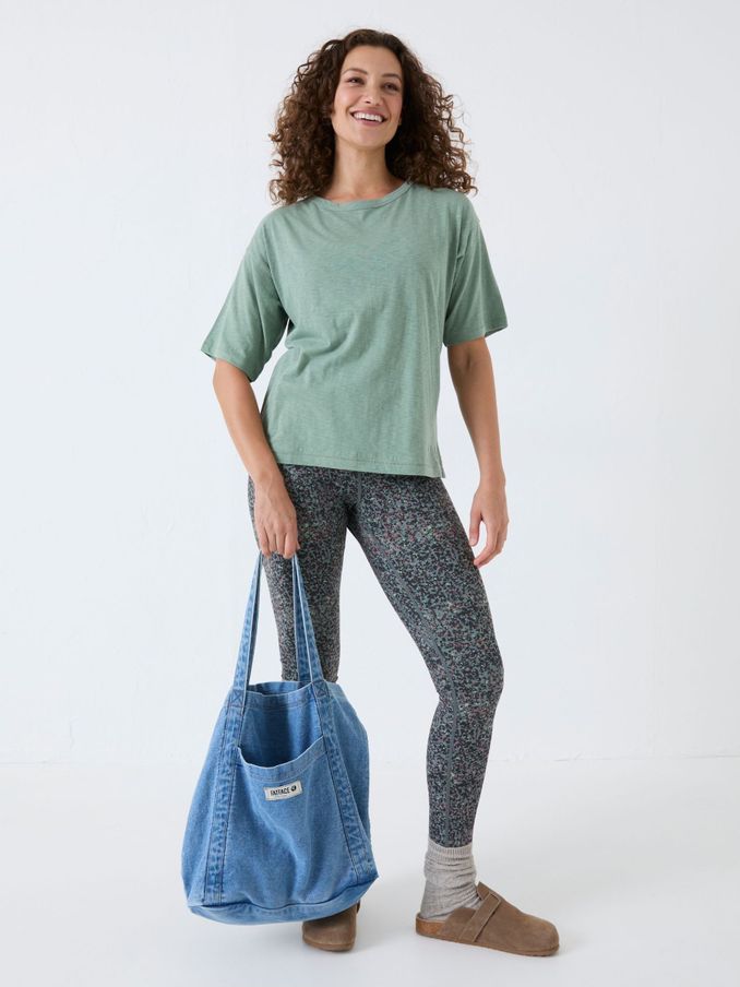 Green Cotton Blend Boxy T-Shirt (E52031) | $28