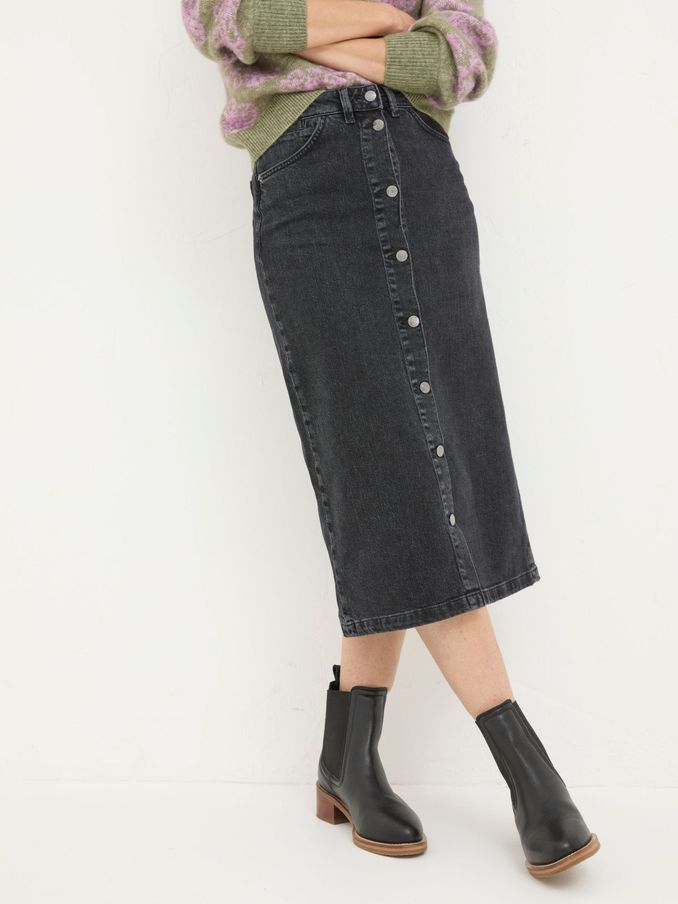 Darna Black Denim Midi Skirt (E52056) | €42