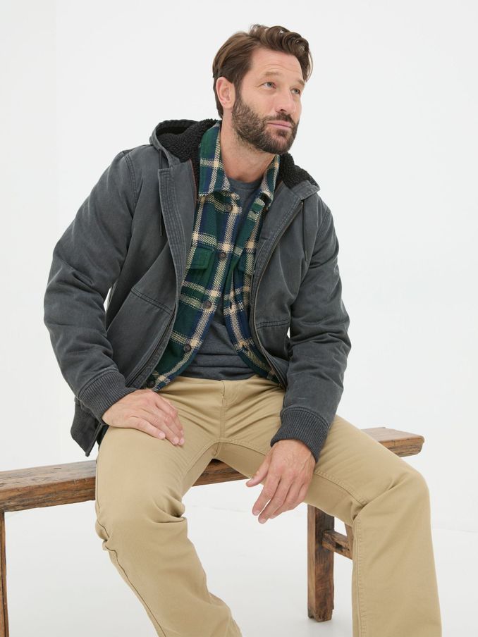 Grey Charcoal Denver Hooded Jacket (E52092) | €79