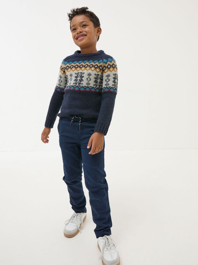 Sam Navy Blue Smart Pull-On Trousers (E52093) | $18