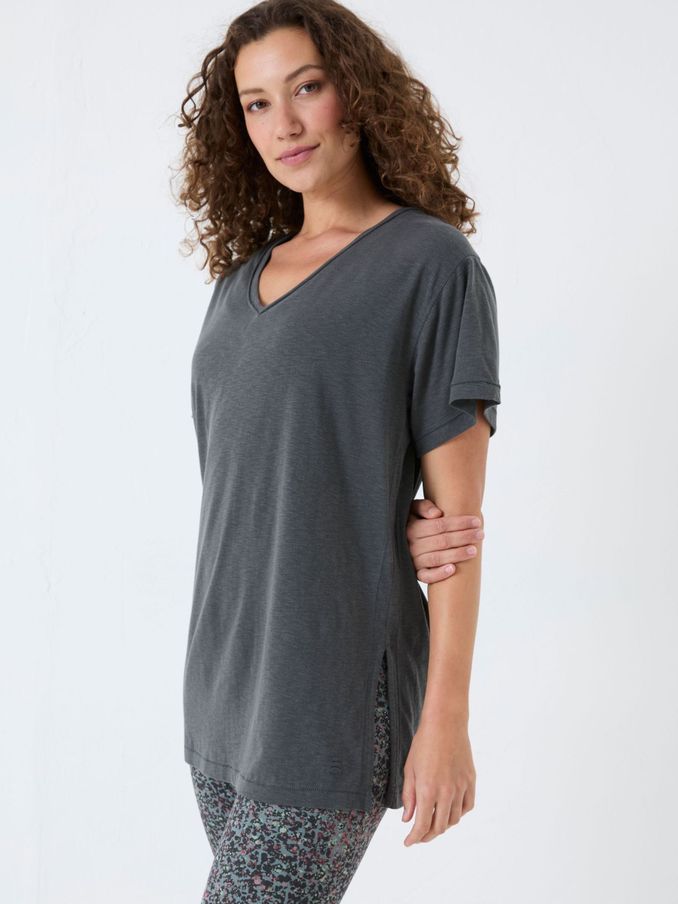 Grey Cotton Blend Abi T-Shirt (E52112) | $28
