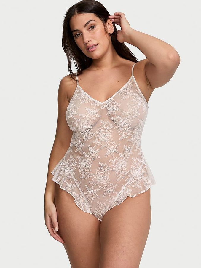 Coconut White Rose Lace Bodysuit (E52436) | €56